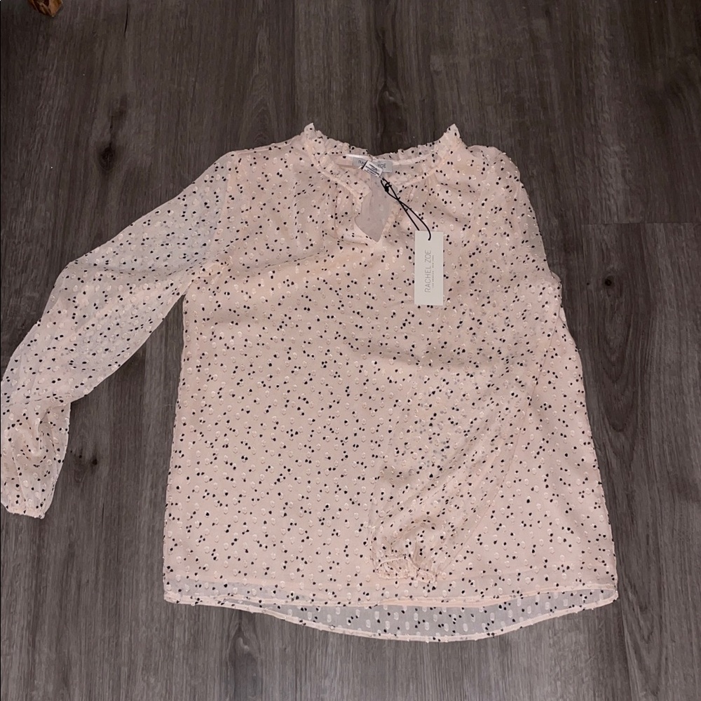 Rachel Zoe Light Pink Blouse with Black Dots